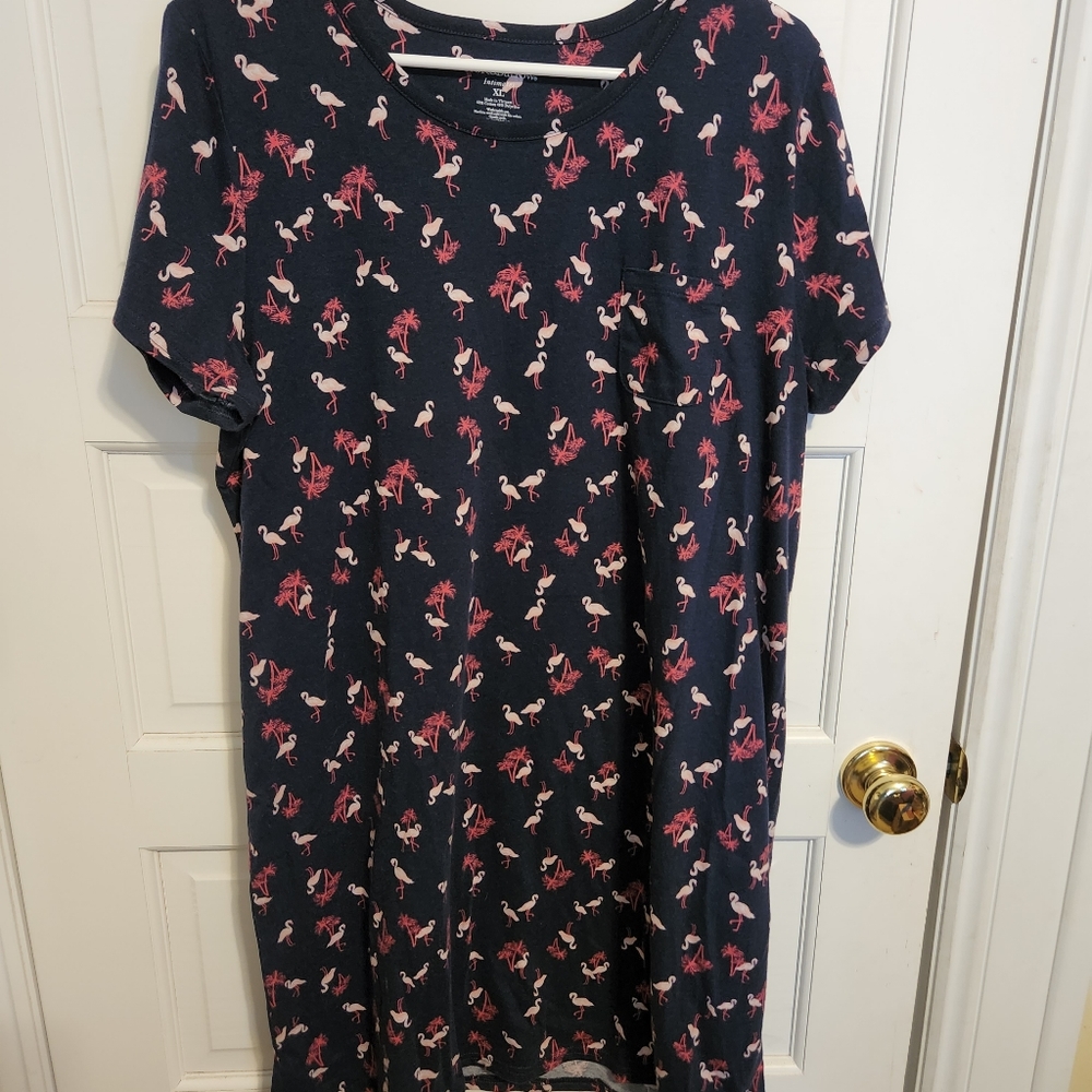 Croft & Barrow Woman's Size xl Blue Nightgown w Flamingos Cotton Polyester Blend